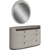 Madrid Dresser & Mirror Set in Grey Finish & Brown Metal Lacquer